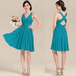 NWT JJ’s House Hetta A-line Ruffle Chiffon Dress in Jade | 6